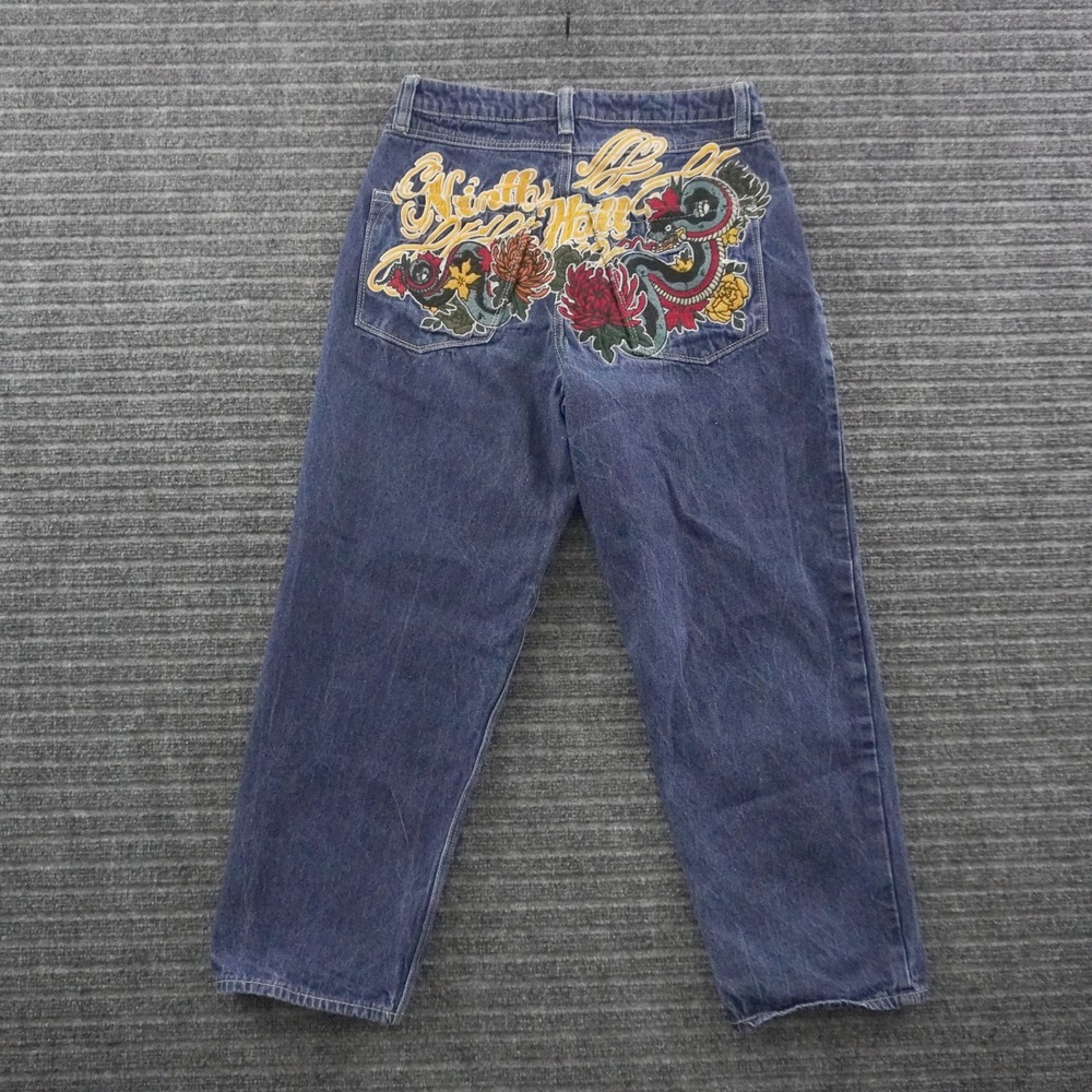 Ninth Ambush Hall Jeans Mens 30 Blue Embroidered Snake Graphic